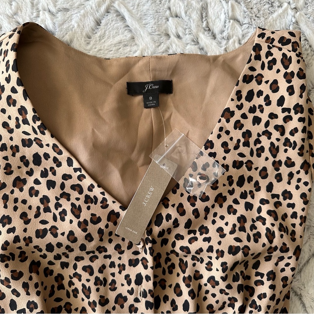J. Crew Button-front A-line midi dress in leopard size 8 - Picture 7 of 13